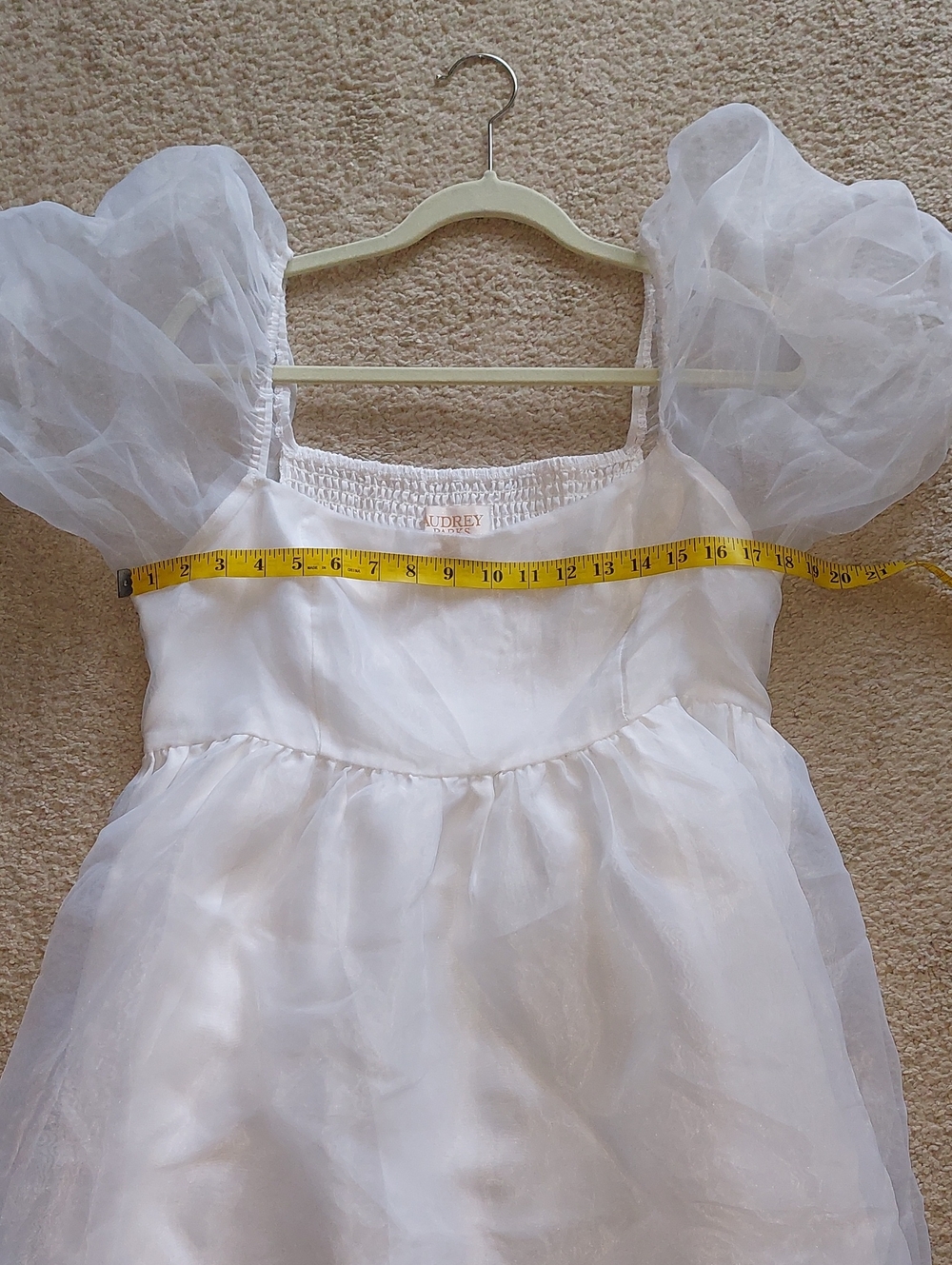 Audrey Parks White Puffy Sleeve Babydoll Mini Dress Sz XL - Picture 11 of 14